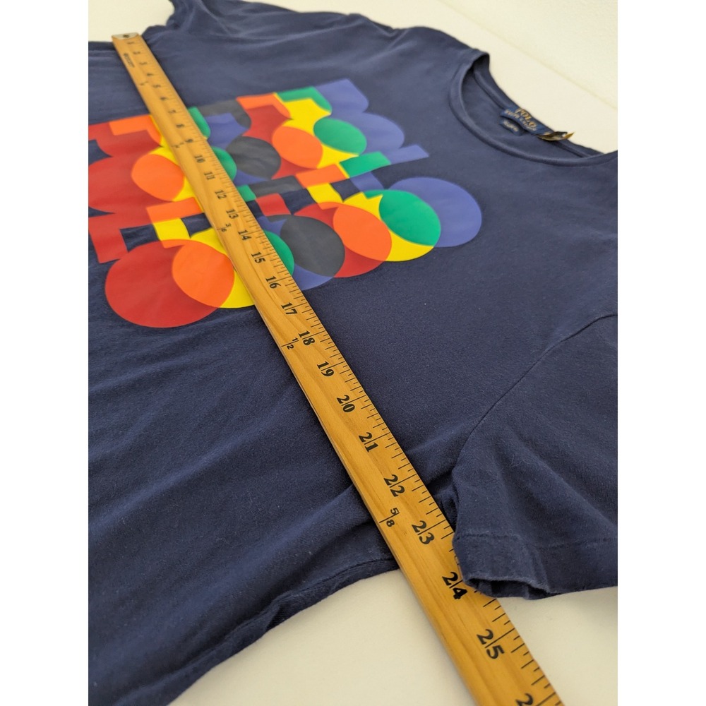 Polo Ralph Lauren Newport Graphic T-Shirt Mens XL Navy Blue Rainbow Logo Cotton - Picture 5 of 8